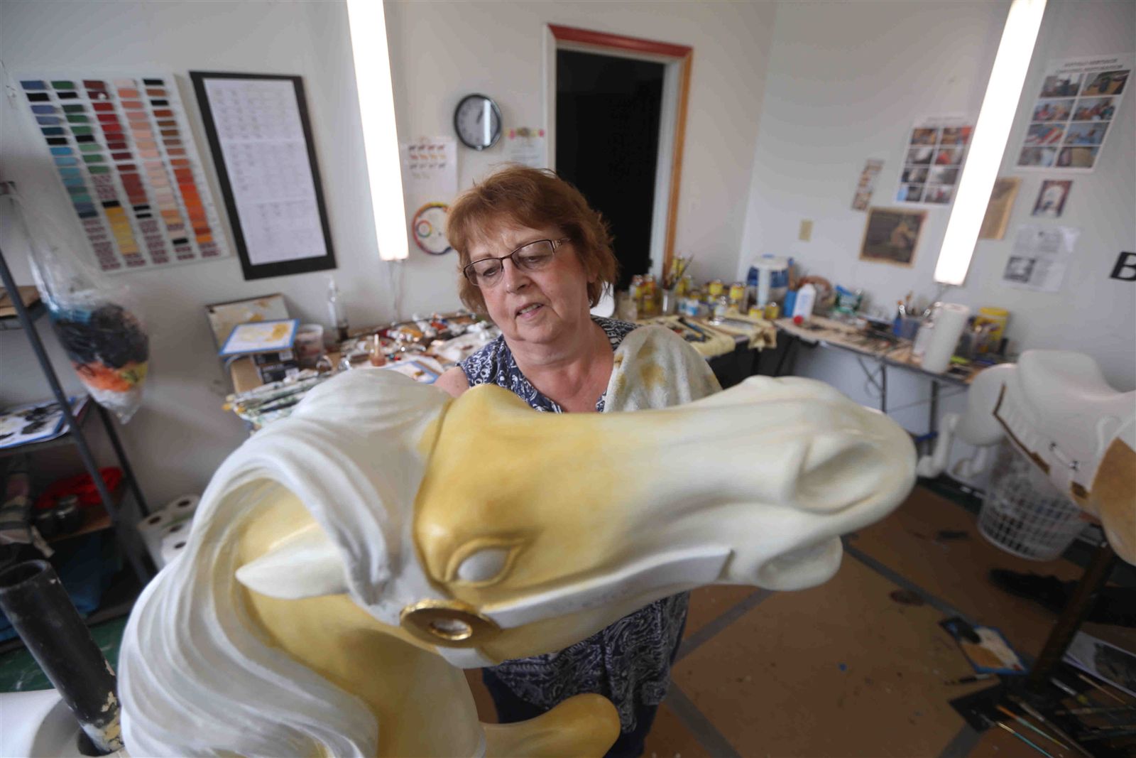 Buffalo Heritage Carousel restoration team's work in progress